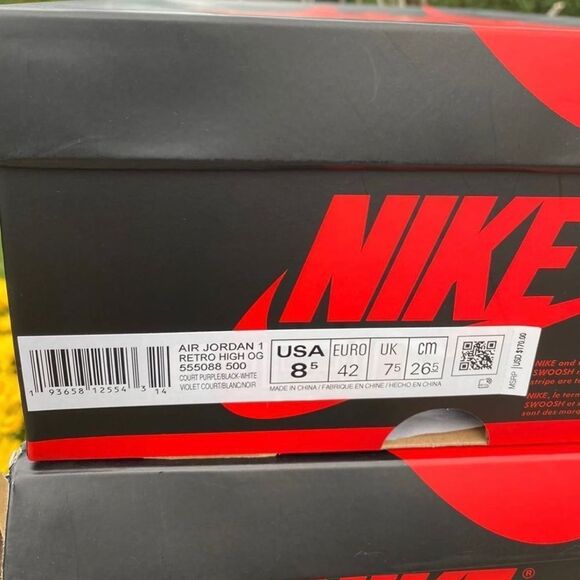 Air Jordan 1 Retro High OG Court Purple Size 8.5 Mens. 555088-500 - Picture 5 of 7